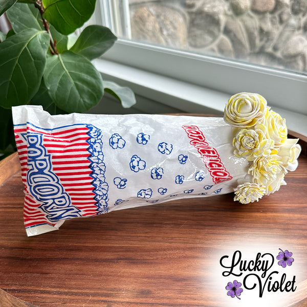 Popcorn Bag with "Buttered Popcorn" Floral Arrangement
