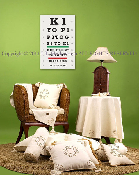 Knitters Eye Chart (TM) Art Print 12" x 18" Featuring Knitting Abbreviations
